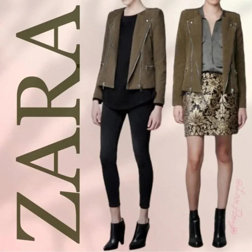 ZARA Woman Velvet Biker Jacket